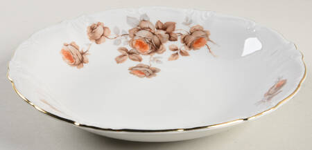 Brown Rose (Gold Trim) Rim Soup Bowl