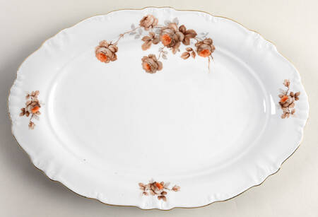 Brown Rose (Gold Trim) 15" Oval Serving Platter
