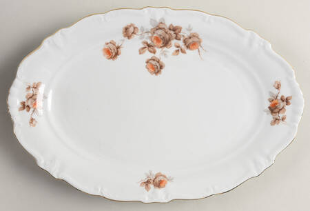 Brown Rose (Gold Trim) 13" Oval Serving Platter