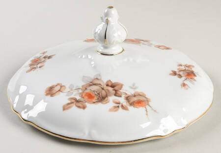 Brown Rose (Gold Trim) Lid for Round Vegetable
