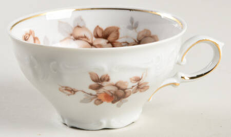 Brown Rose (Gold Trim) Flat Cup