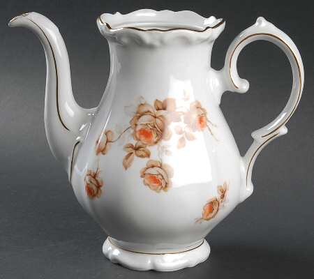 Brown Rose (Gold Trim) Coffee Pot No Lid
