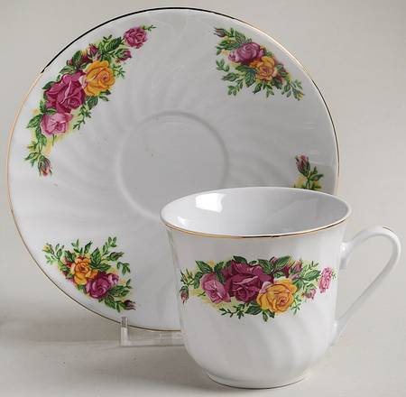 English Rose Flat Cup & Saucer Set