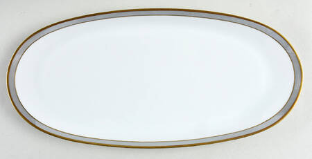 Gala Grey (Gold Trim, Linear) 14" Oval Serving Platter