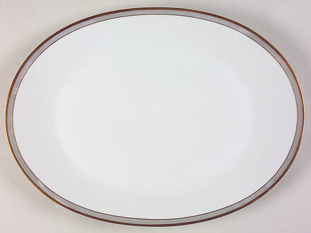 Gala Grey (Gold Trim, Linear) 15" Oval Serving Platter