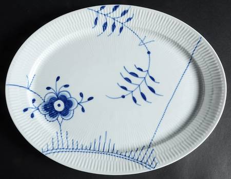 Mega Blue Fluted 13" Oval Serving Platter