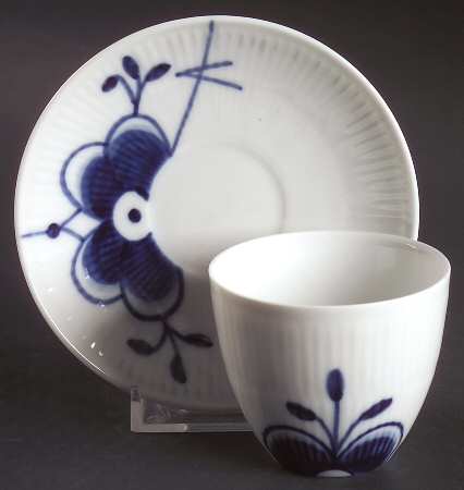 Mega Blue Fluted Mocha Cup & Saucer Set