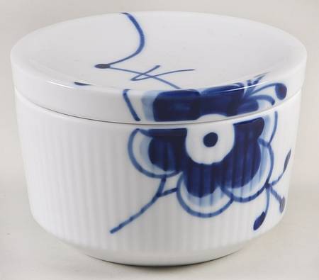 Mega Blue Fluted Sugar Bowl & Lid