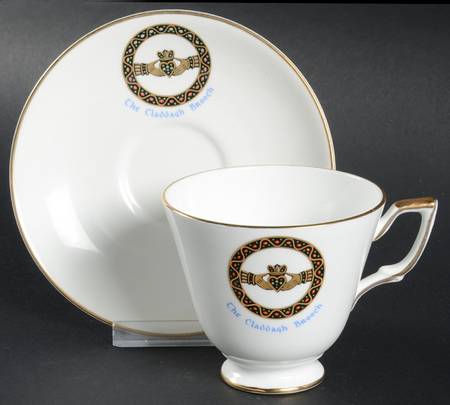 Claddagh Brooch Footed Cup & Saucer Set