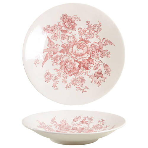 Asiatic Pheasant Red 13" Shallow Round Bowl by Royal Stafford