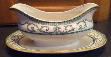 Classic Turquoise Gravy Boat with Attached Underplate