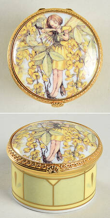 Flower Fairies 2" Round Enamel Box W/Hinged Lid