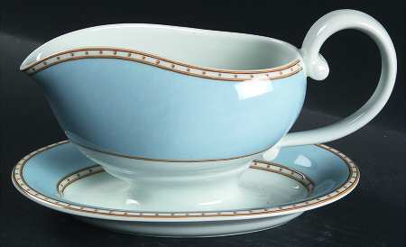 Liselund Light Blue Gravy Boat with Attached Underplate