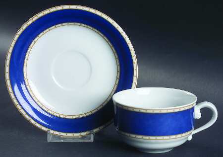 Liselund Dark Blue Flat Cup & Saucer Set