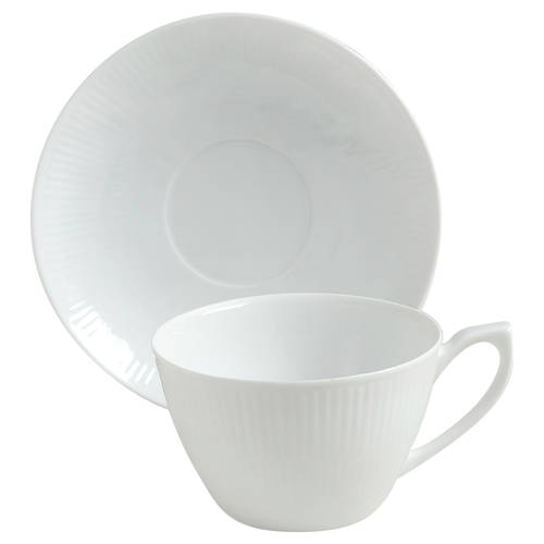 White Plain Flat Cup & Saucer Set