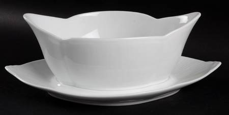 White Plain Gravy Boat with Attached Underplate