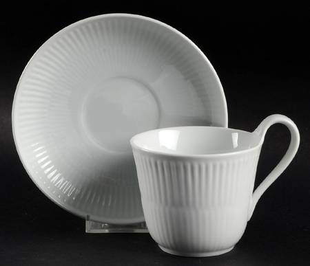 White Plain Flat Cup & Saucer Set