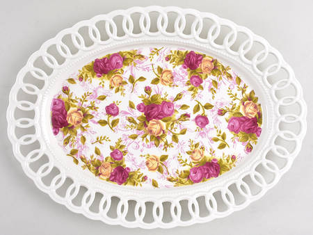Old Country Roses Pierced (Giftware) 13" Oval Serving Platter
