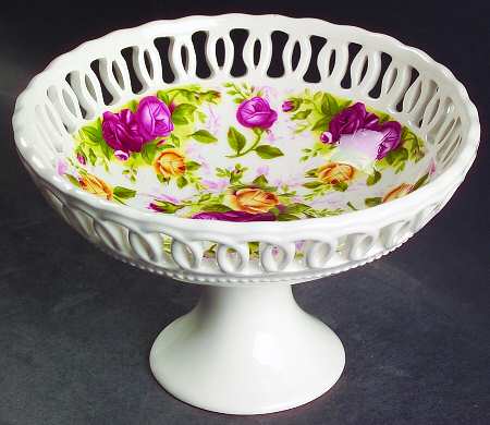 Old Country Roses Pierced (Giftware) Footed Bon Bon