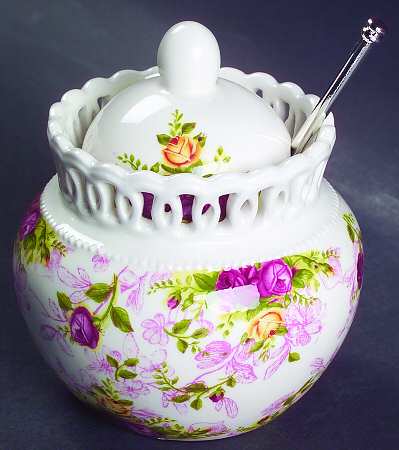 Old Country Roses Pierced (Giftware) Jam/Jelly & Lid