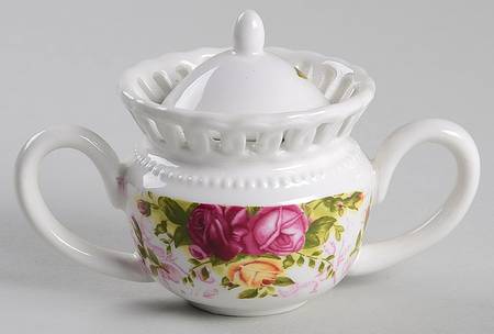 Old Country Roses Pierced (Giftware) Miniature Sugar Bowl & Lid