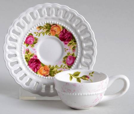 Old Country Roses Pierced (Giftware) Miniature Cup and Saucer Set