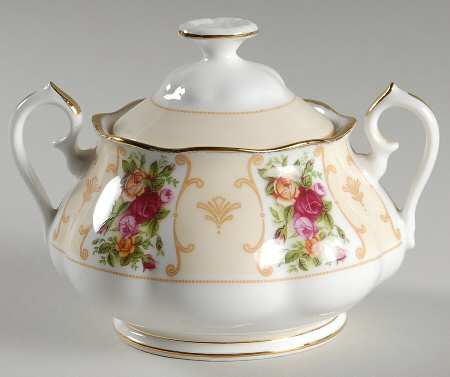 Rose Cameo Peach Sugar Bowl & Lid