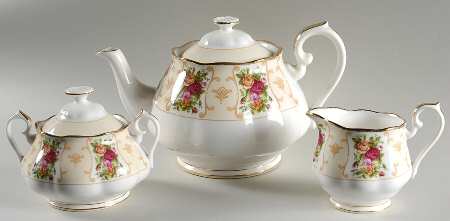 Rose Cameo Peach (5 Pc) Tea Set (TP, CR, SU)