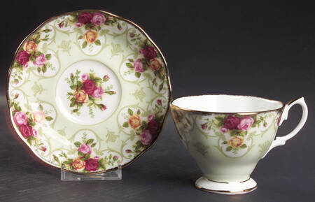 Rose Cameo Green Footed Cup & Saucer Set