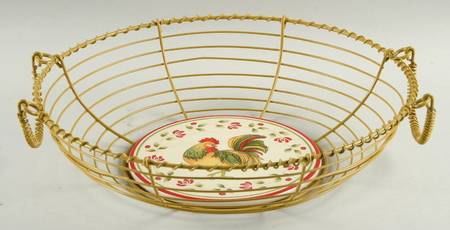 Chanticlair Metal Wire Basket W/Ceramic Base
