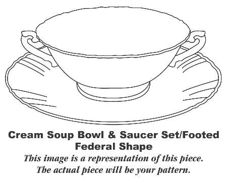 Raleigh Pink Footed Cream Soup Bowl & Saucer Set