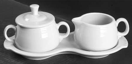 Fiesta Platinum Stripe Creamer & Sugar with Lid & Tray Set