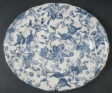 Exotic Bird Blue 11" Oval Serving Platter