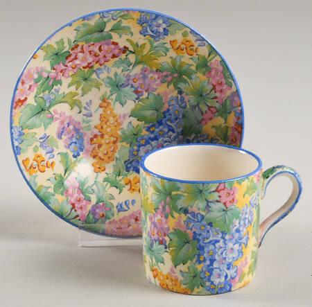 Somerset (Blue Trim) Flat Demitasse Cup & Saucer Set