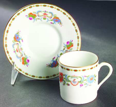 Vieux Chine (Empire, White) Flat Demitasse Cup & Saucer Set