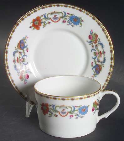 Vieux Chine (Empire, White) Flat Cup & Saucer Set by Raynaud