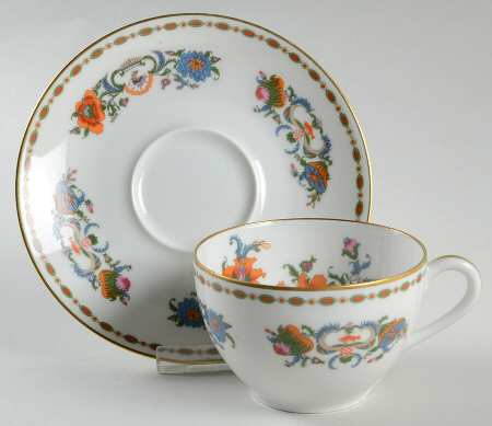 Vieux Chine (Empire, White) Flat Cup & Saucer Set