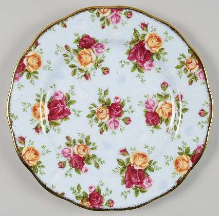 Blue Damask Salad/Dessert Plate