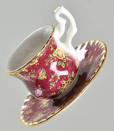 Ruby Lace Teacup & Saucer Ornament
