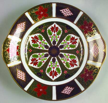 Old Imari Holiday Handled Cake/Pastry Plate