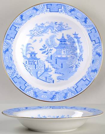 B389 Light Blue Large Rim Soup Bowl