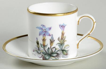 Alpine Flowers Flat Demitasse Cup & Saucer Set