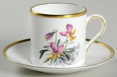 Alpine Flowers Flat Demitasse Cup & Saucer Set