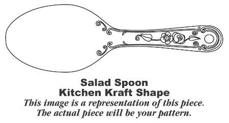 Art Deco Leaves Salad Serving Spoon, Solid Piece