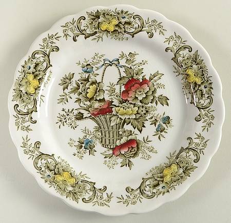 Old English Bouquet Green Multicolor Salad Plate