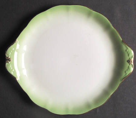 Rainbow Green Handled Cake Plate