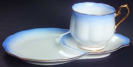 Rainbow Blue Dessert Plate & Cup Set