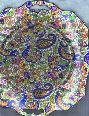 Paisley Blue Square Handled Cake Plate