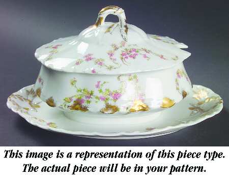Haviland's Holly Gravy Boat w/Attached Underplate & Lid