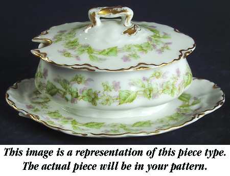 Haviland's Holly Oval Mustard W/Lid & Attached Underplate